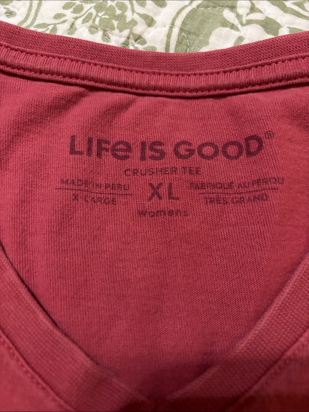 Life Is Good Red Vintage V-Neck Crusher Tee - Picture 2 of 5